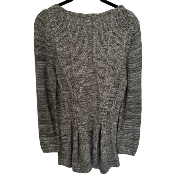 Neiman Marcus Green Ivory Tight Knit Long Sleeve Chucky Pleated Sweater Size M - Picture 4 of 10